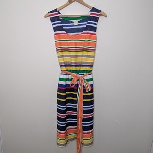 Banana Republic Striped Multicolor Sleeveless Dress with Belt Women's Size 10